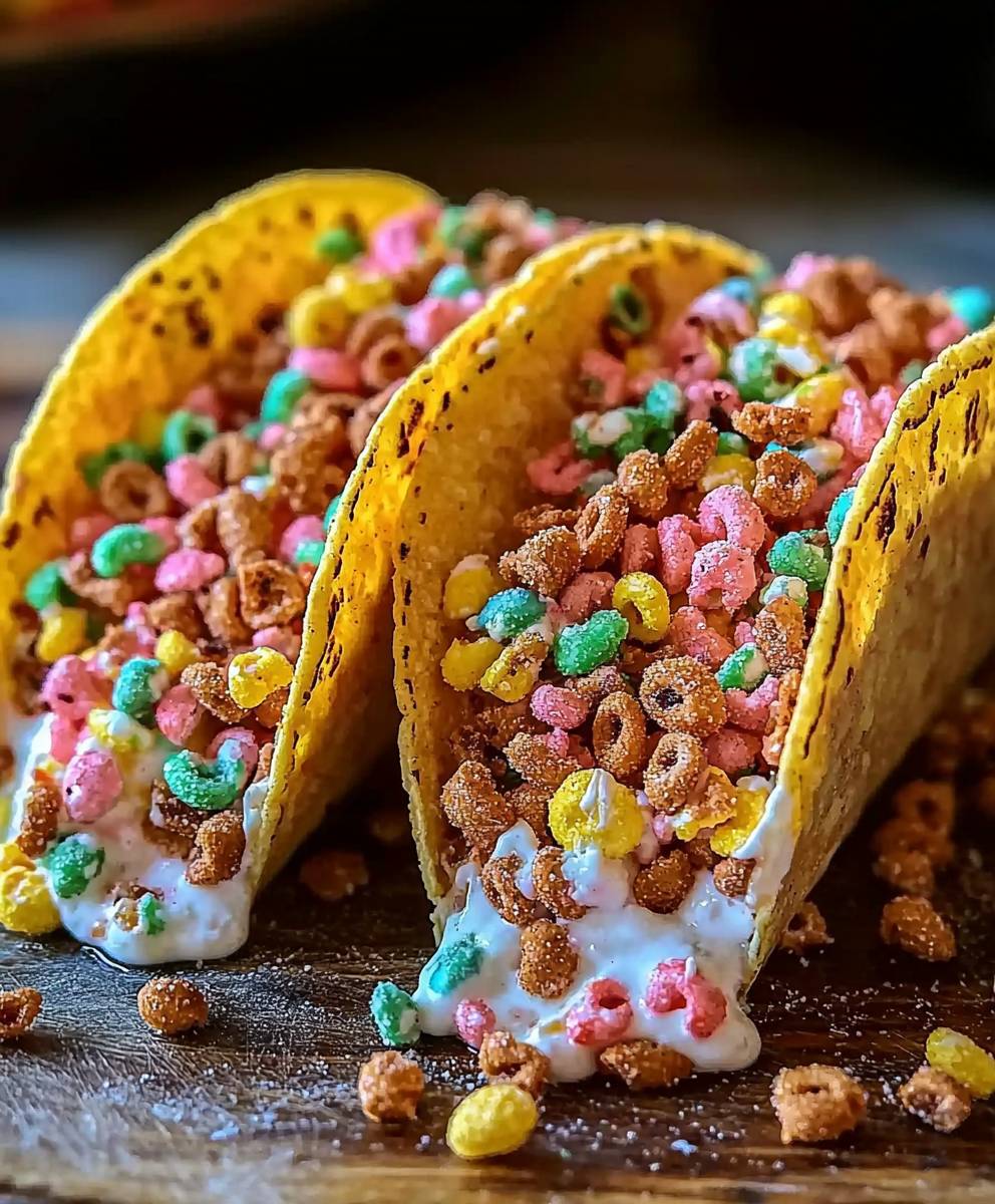 Fruity Pebbles Cheesecake Tacos