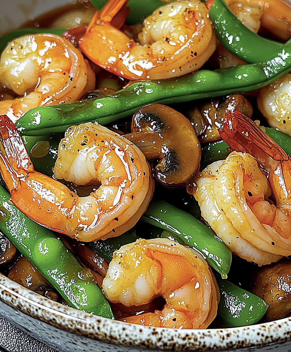 Shrimp snow peas stir fry