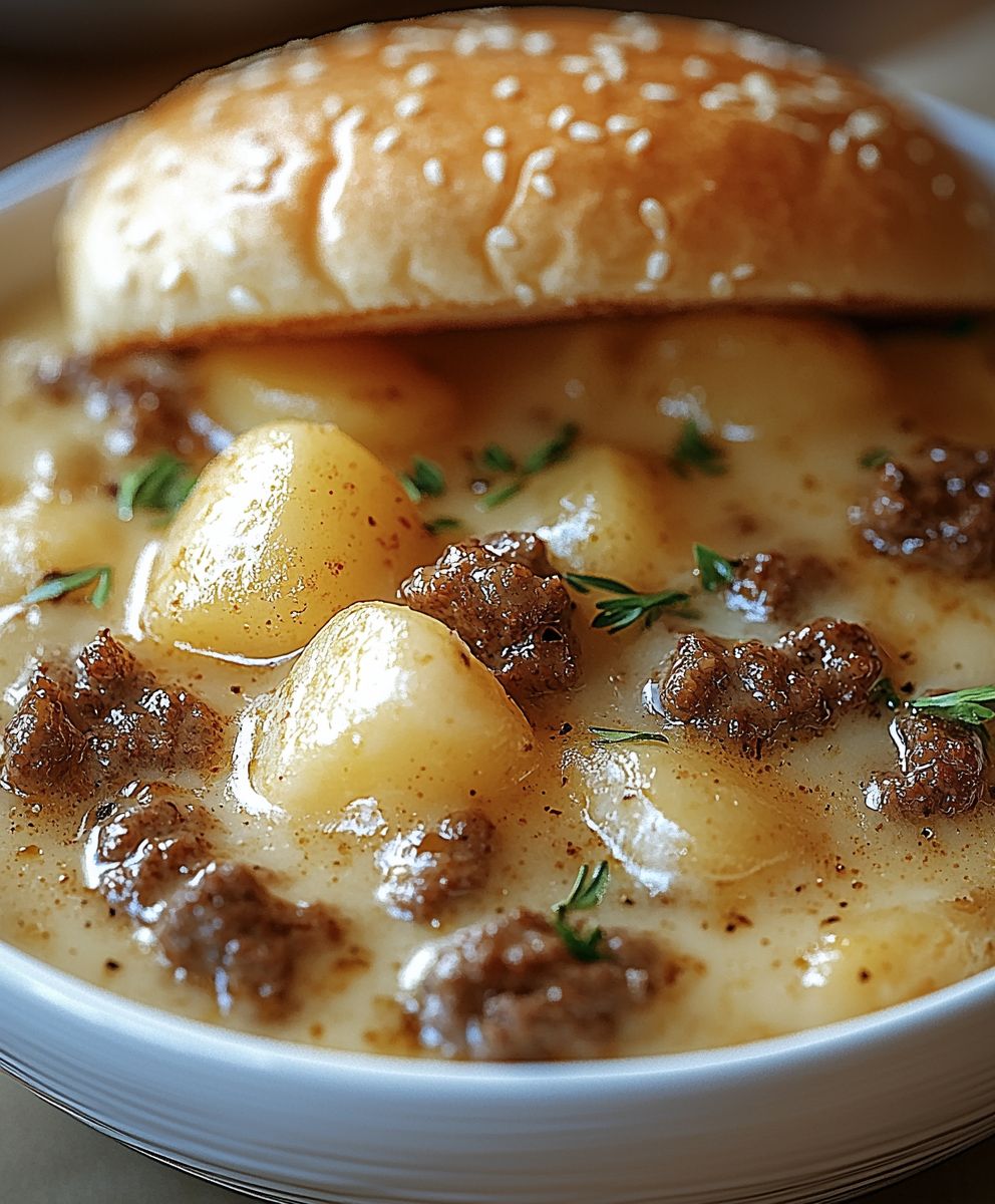 Cheesy Burger Potato Soup