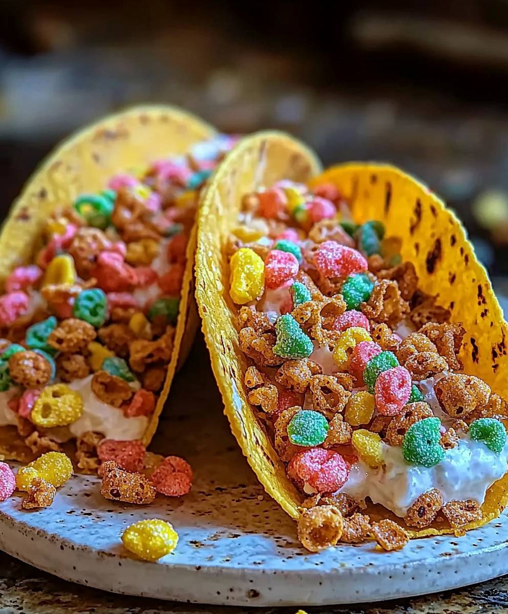 Fruity Pebbles Cheesecake Tacos
