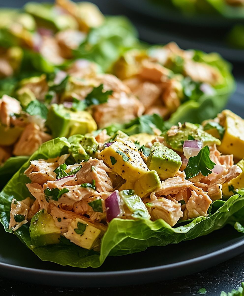 Avocado chicken salad wraps