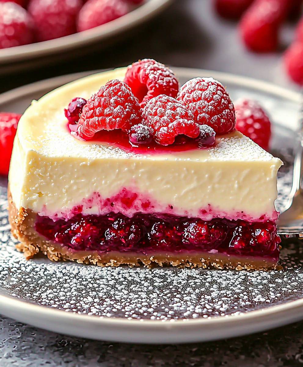 White chocolate raspberry cheesecake