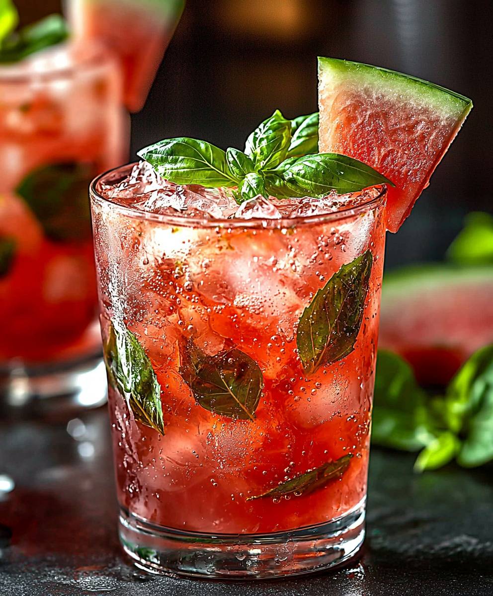 Watermelon basil iced tea