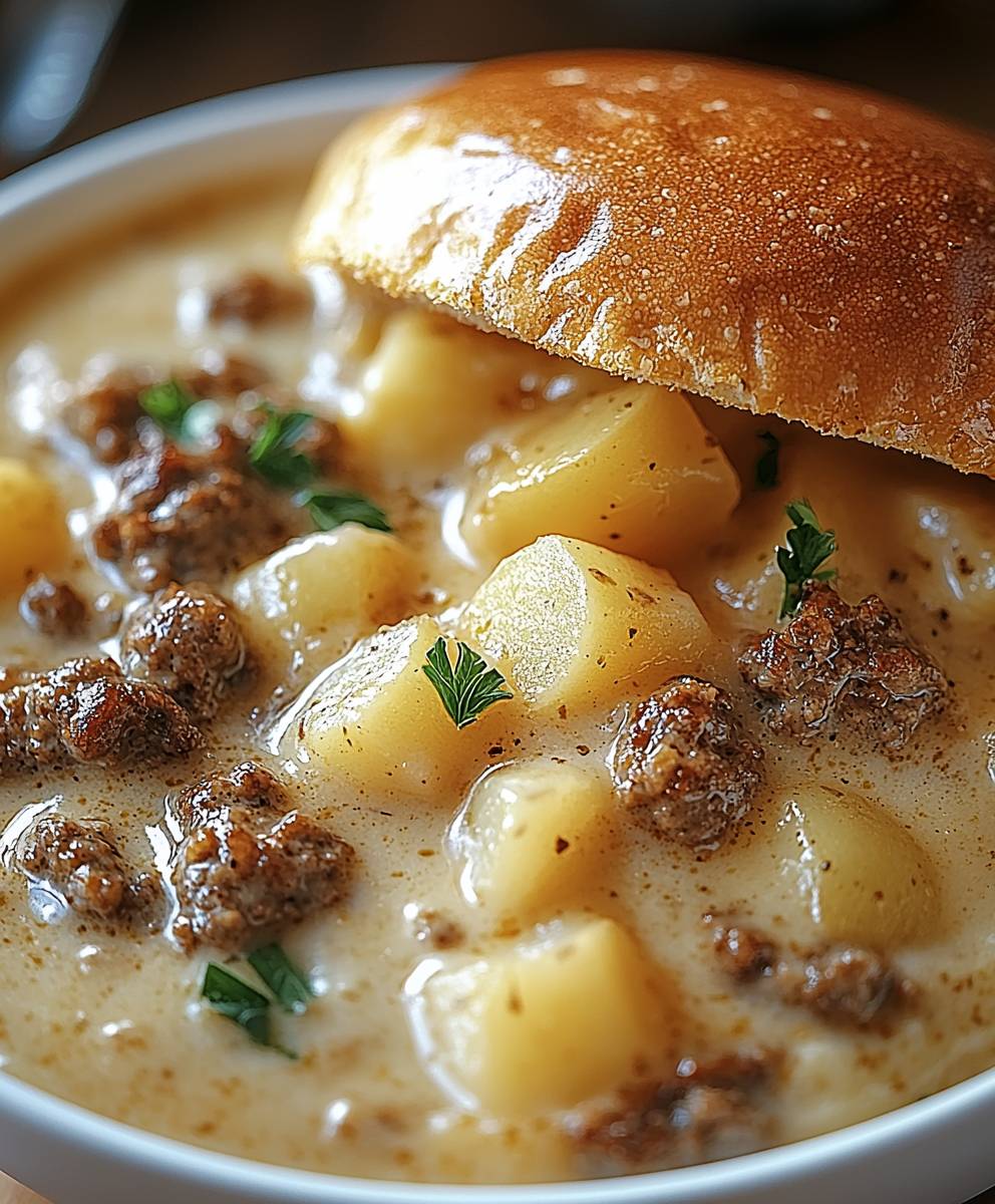 Cheesy Burger Potato Soup