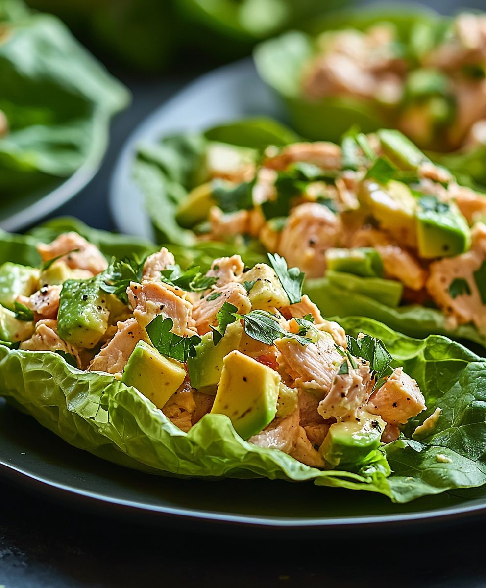 Avocado chicken salad wraps