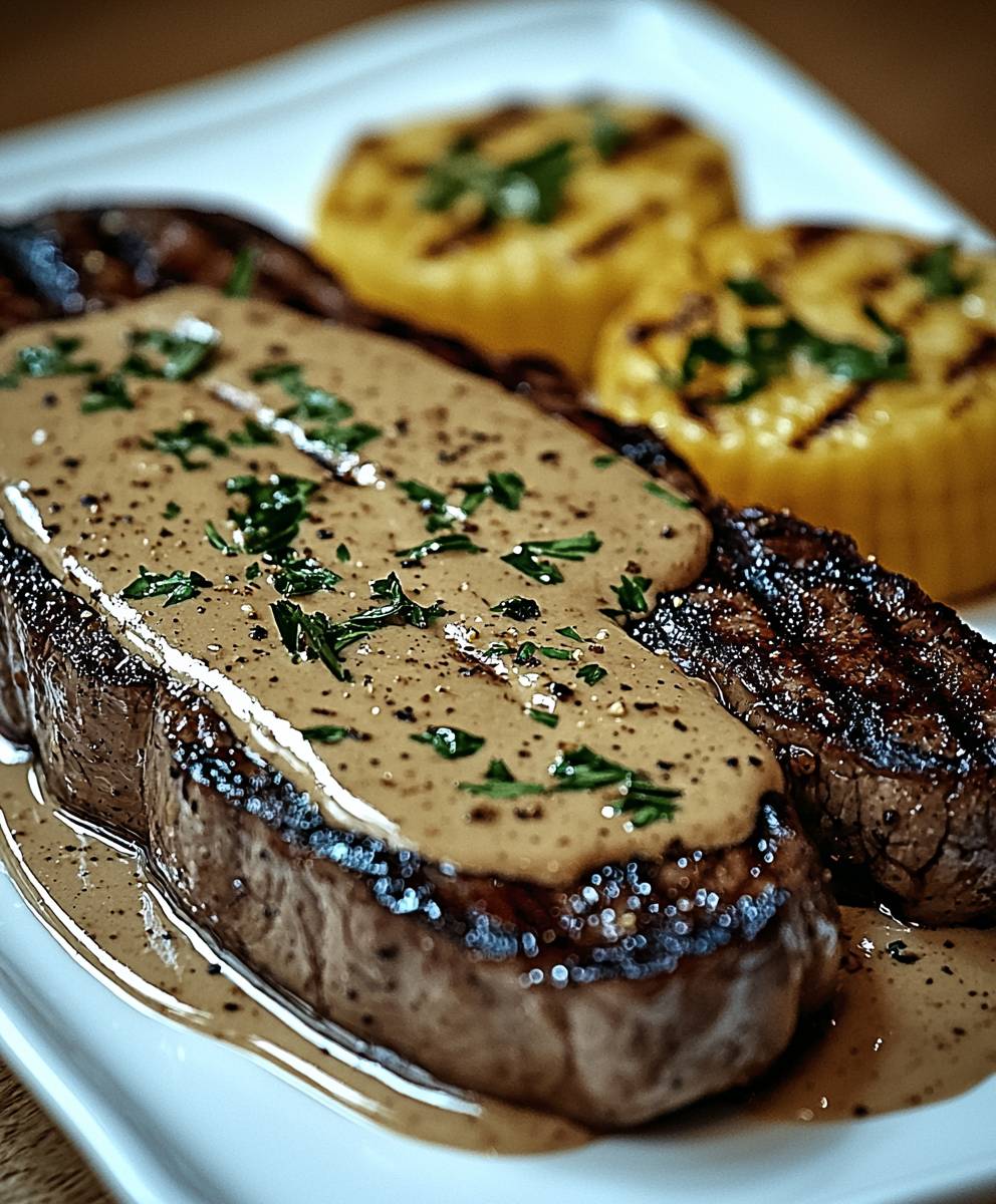 Steak with Garlic Cream Sauce