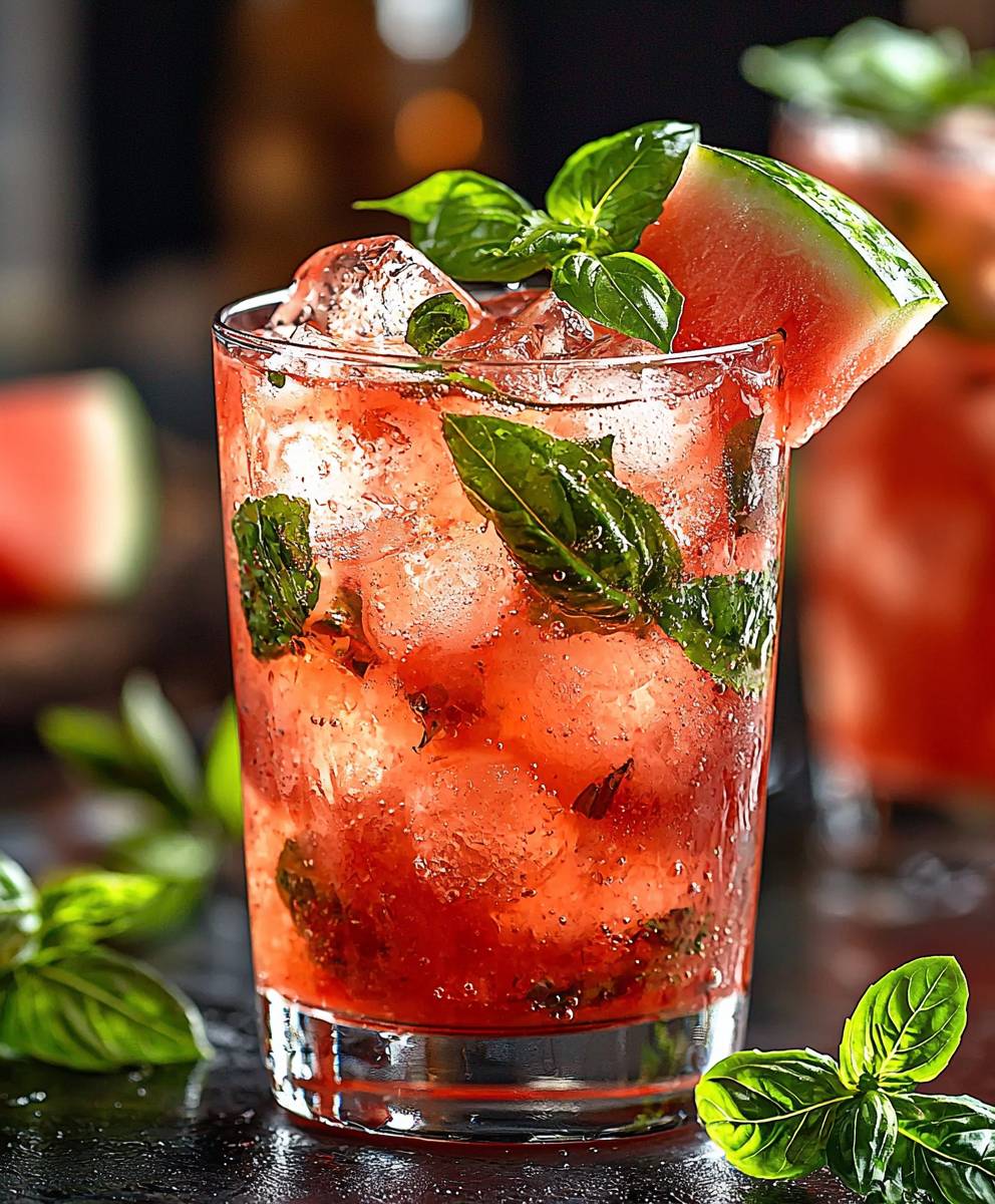 Watermelon basil iced tea