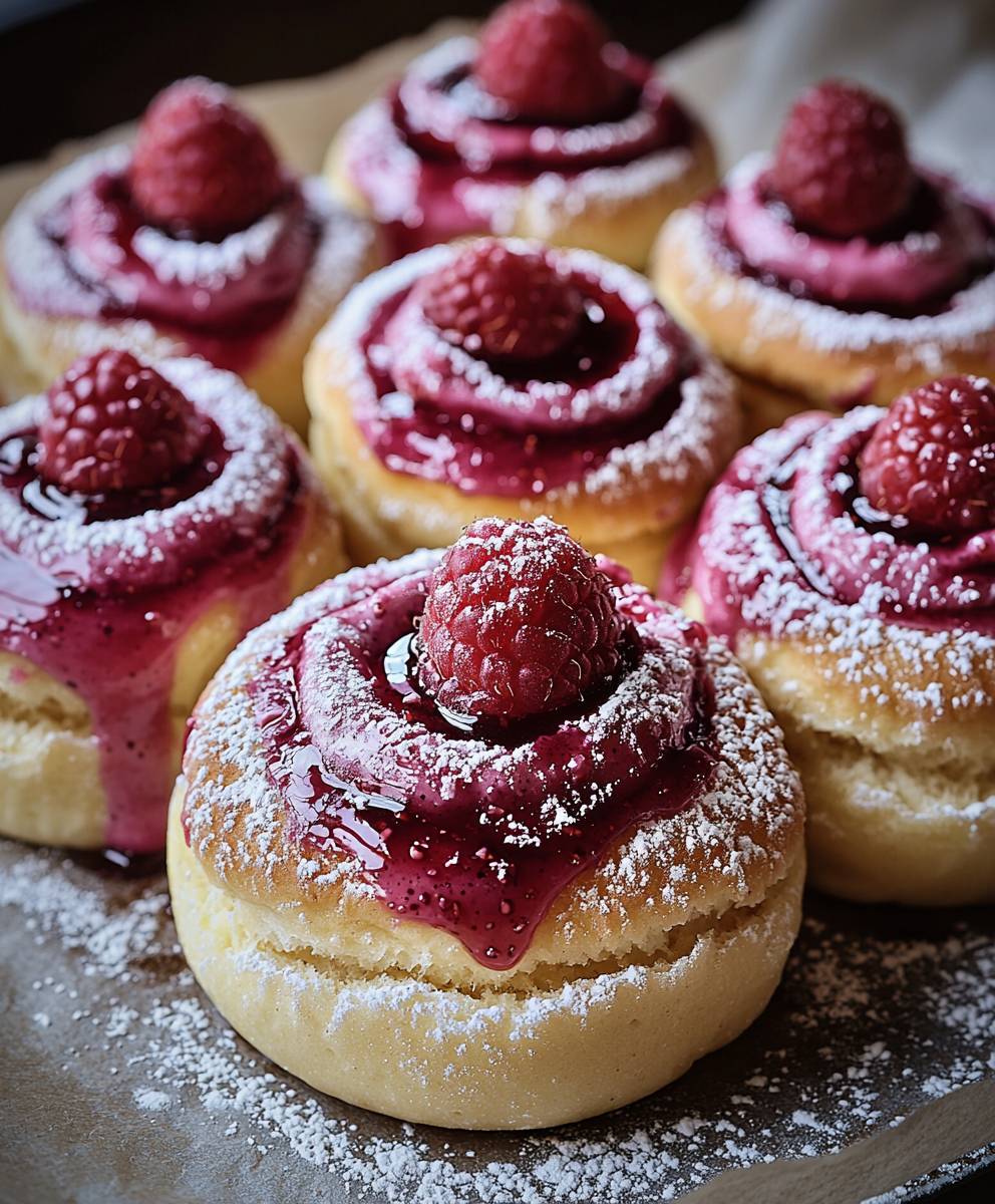 Raspberry Custard Buns