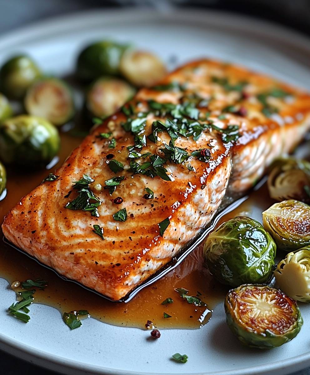 Honey Garlic Salmon Brussels Sprouts
