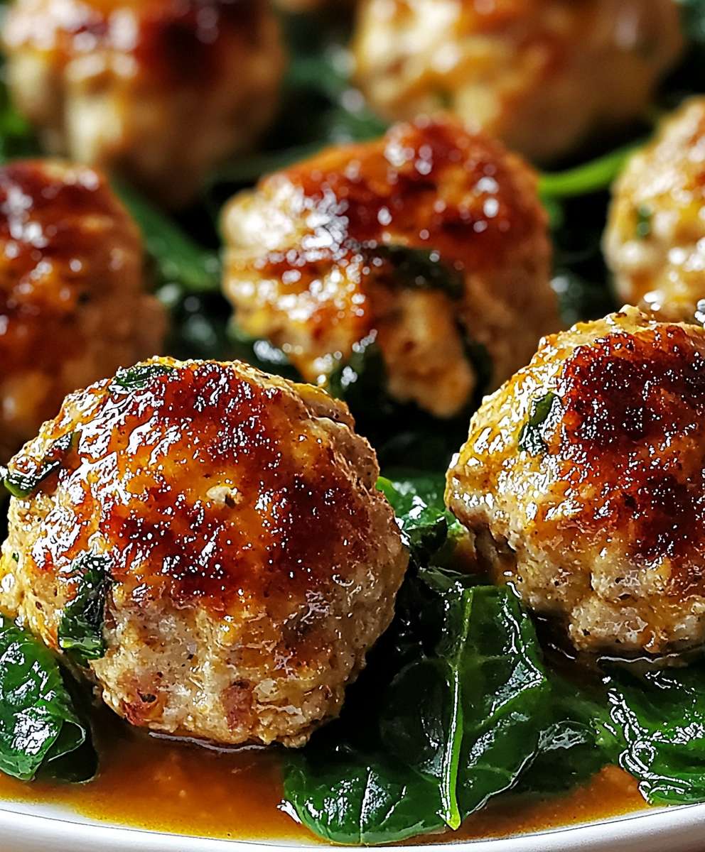 Chicken Ricotta Meatballs Spinach