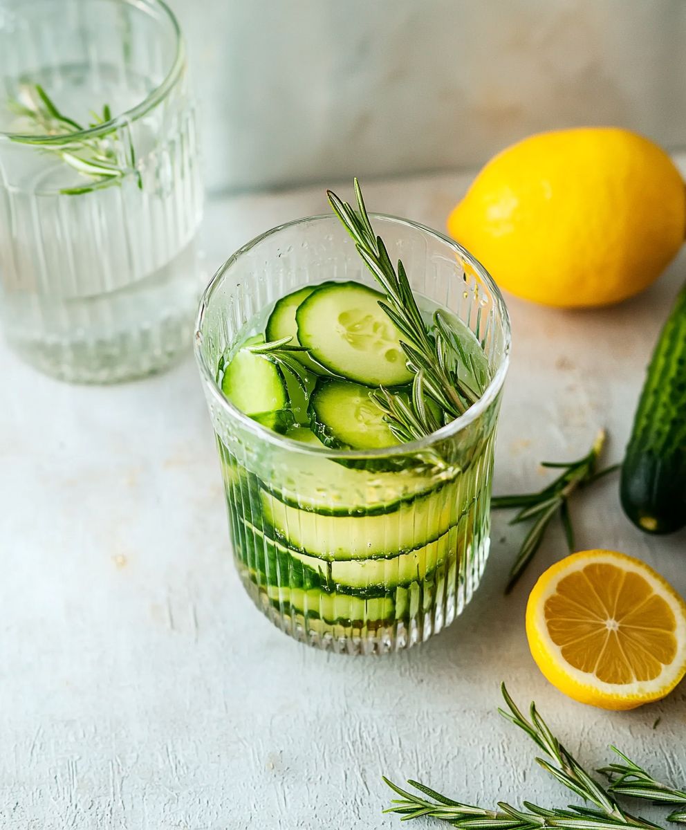 Detox water rosemary cucumber lemon