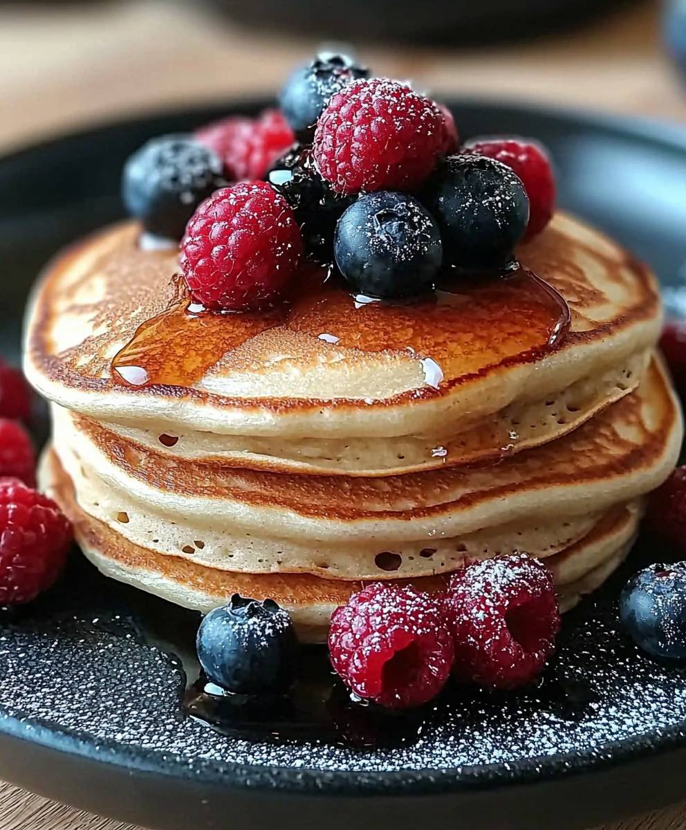 Fluffy pancakes fresh berries