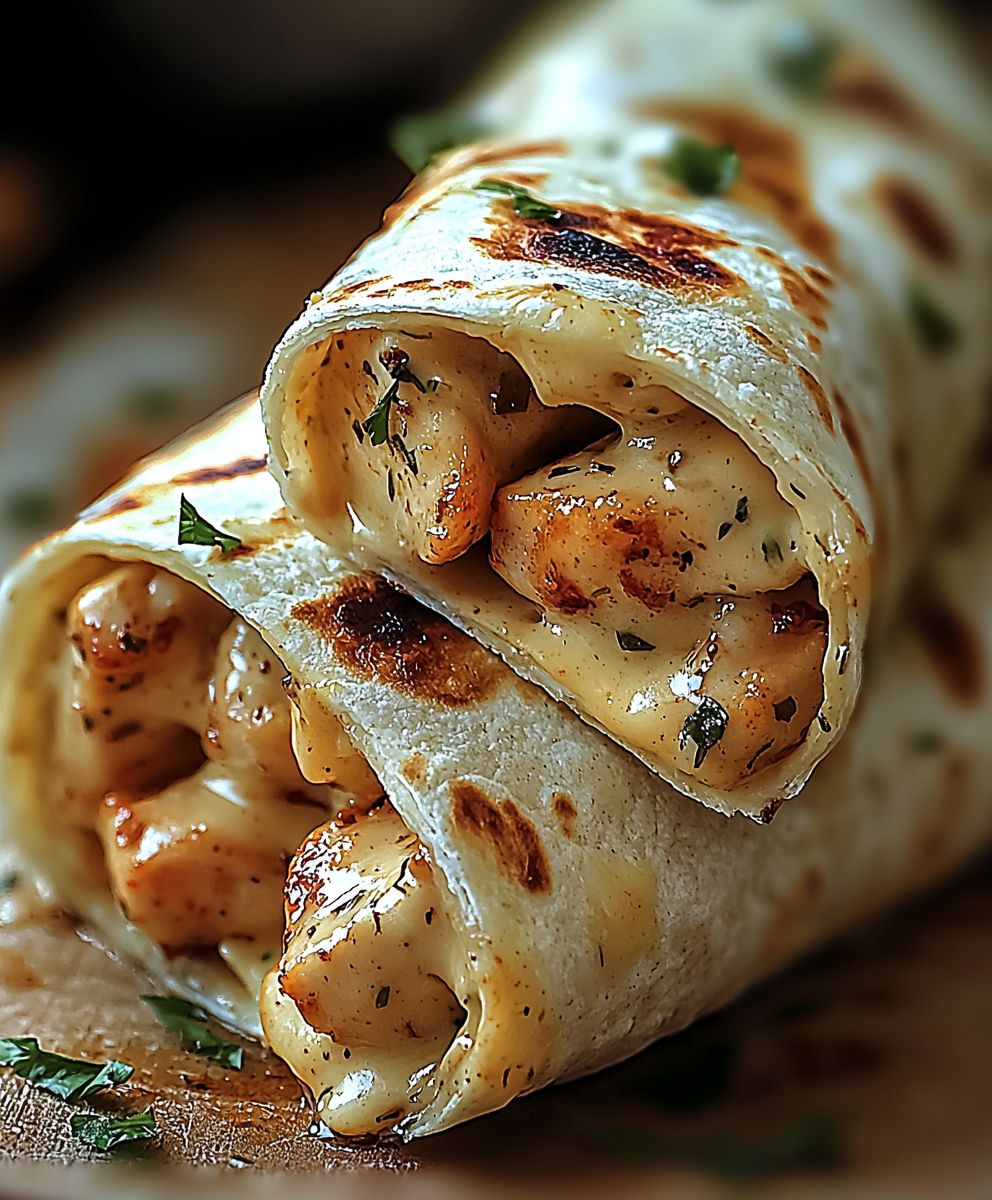 Cheesy Garlic Chicken Wraps