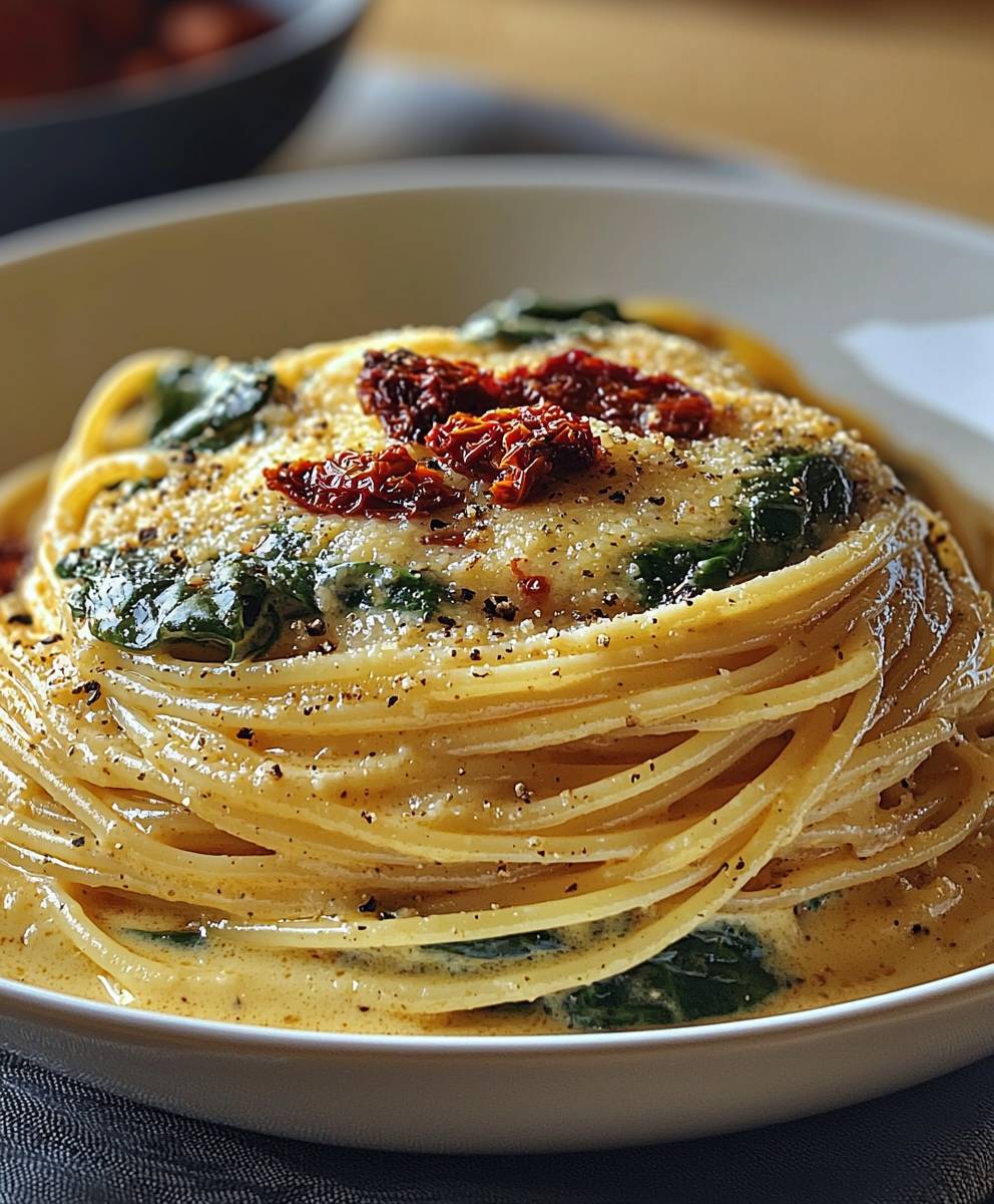 Spinach Sun Dried Tomato Pasta
