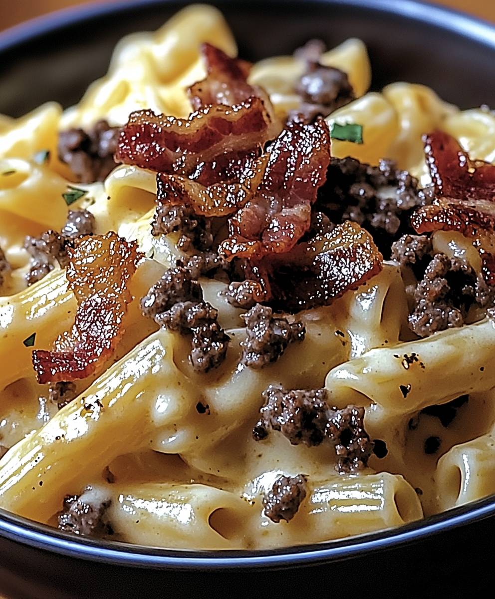 Bacon Cheeseburger Alfredo Pasta