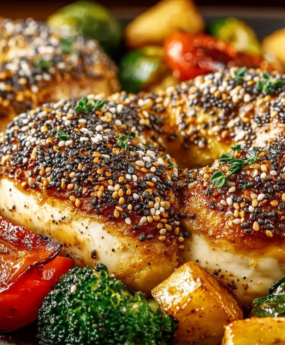 Bagel Chicken Roasted Veggies