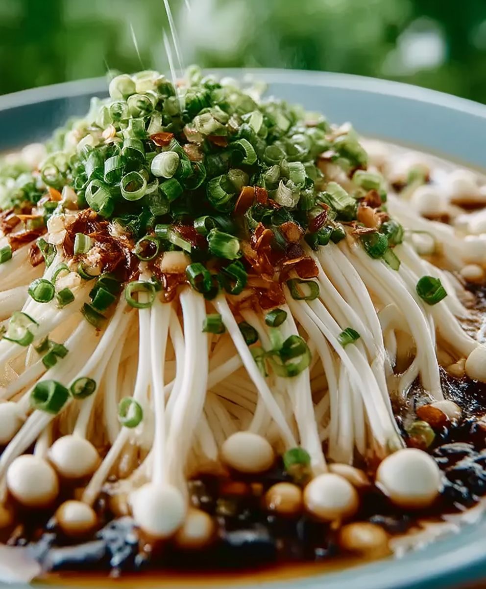 Enoki mushrooms garlic scallion