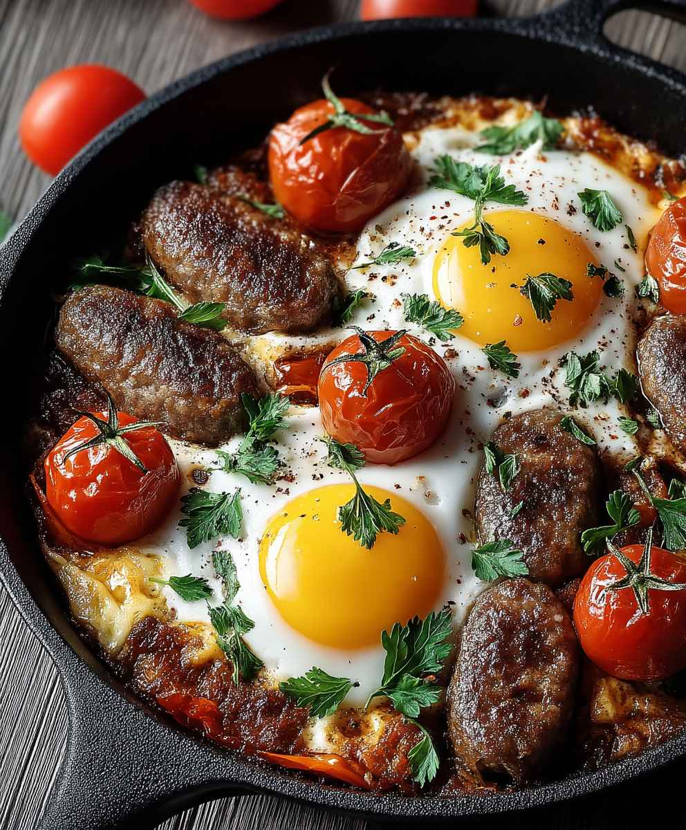 Spicy lamb sausage breakfast