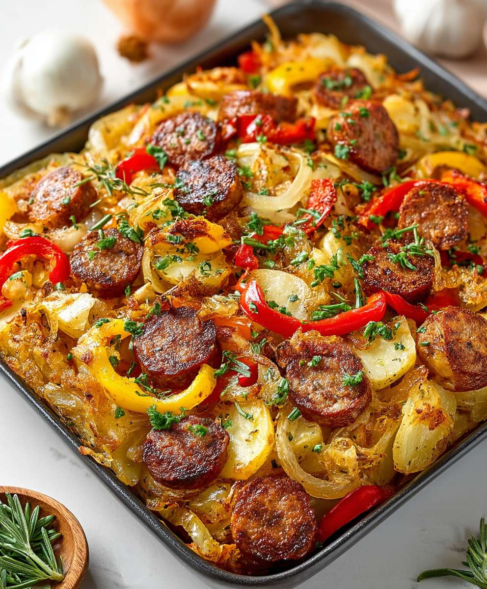 Sausage potato pepper bake