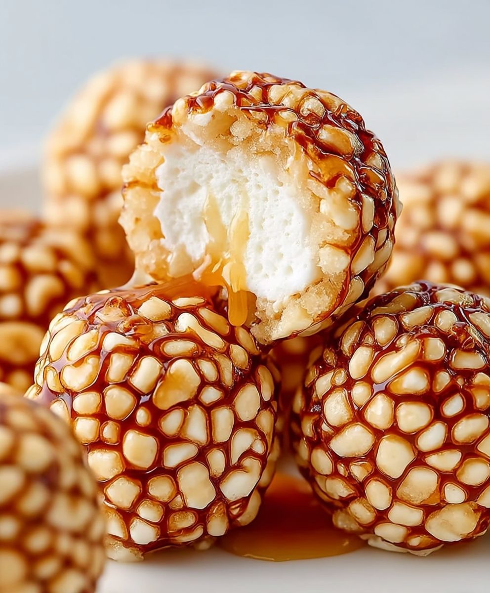 Caramel Marshmallow Rice Krispie Balls