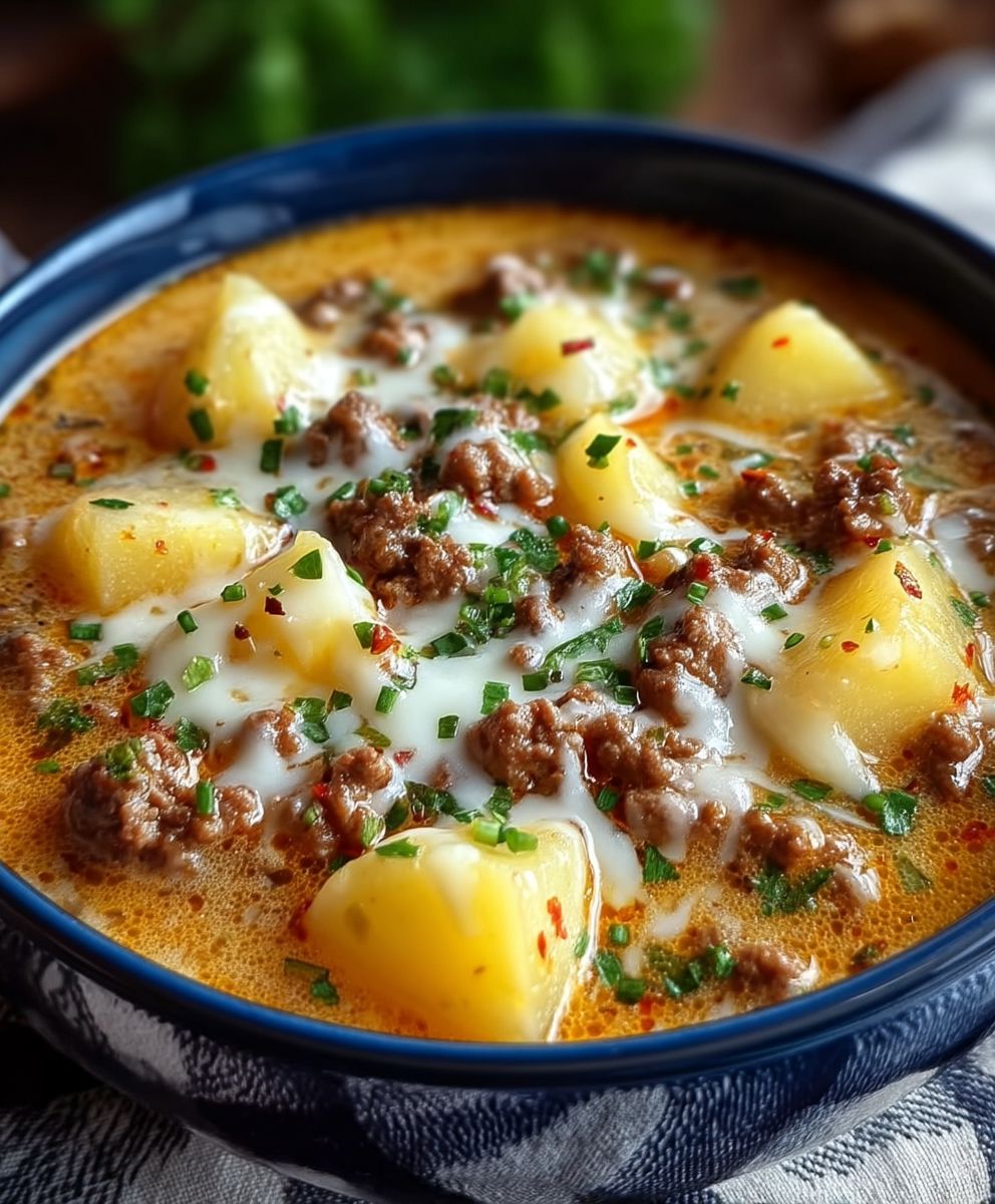 Cheesy Hamburger Potato Soup