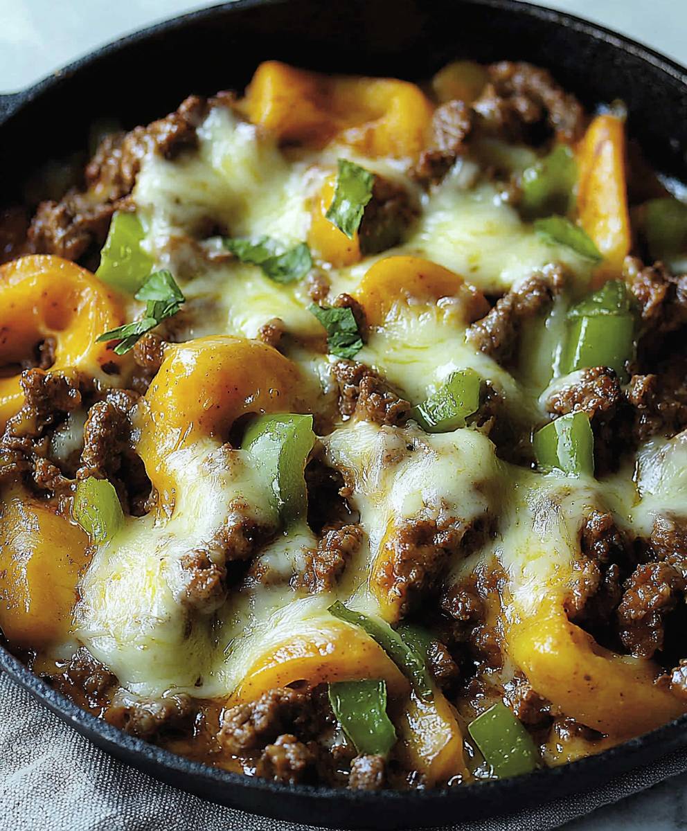 Philly cheese beef skillet