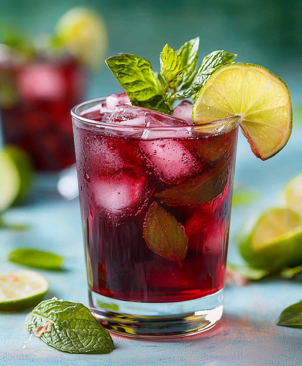 Hibiscus tea mocktail