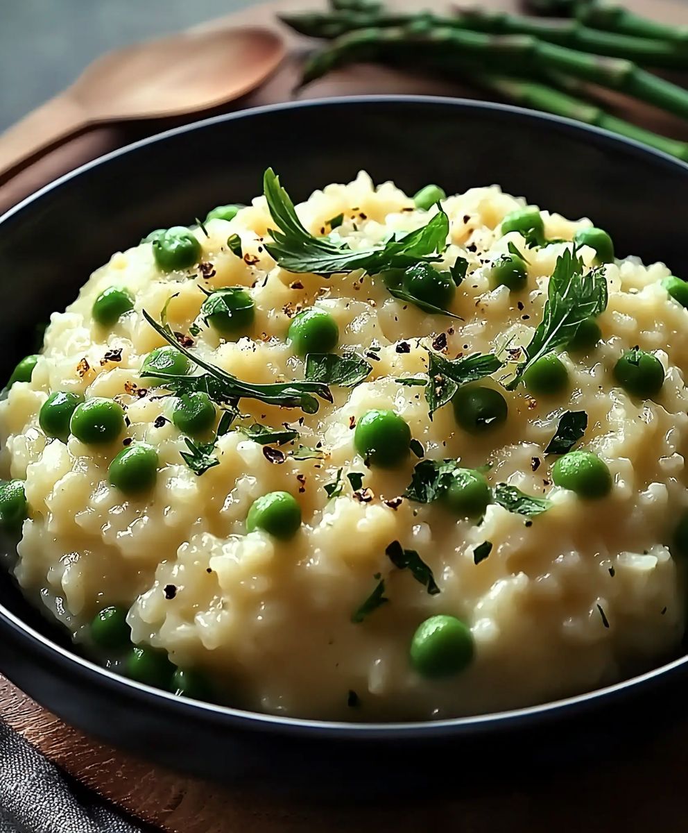 Pea Asparagus Risotto