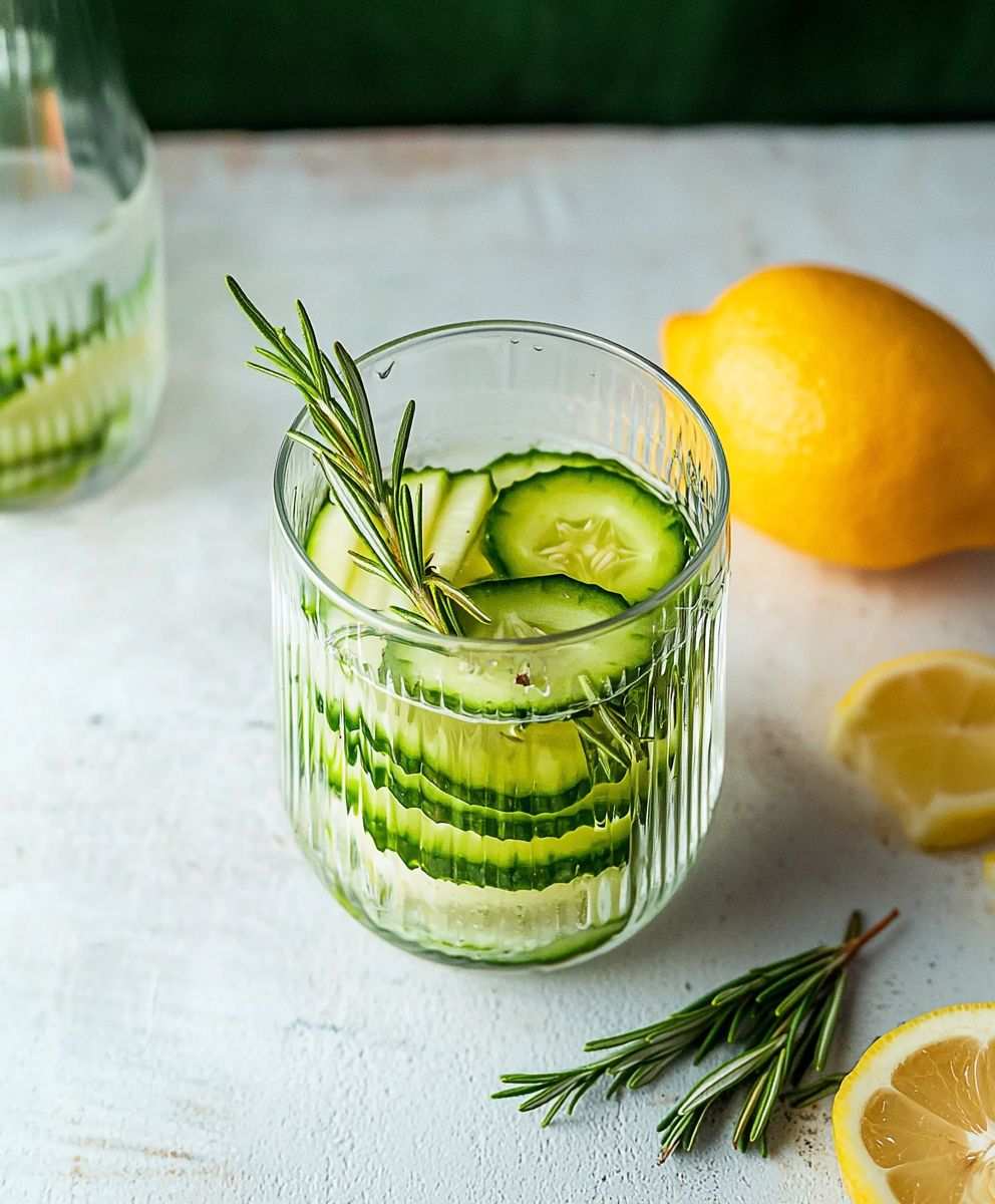 Detox water rosemary cucumber lemon