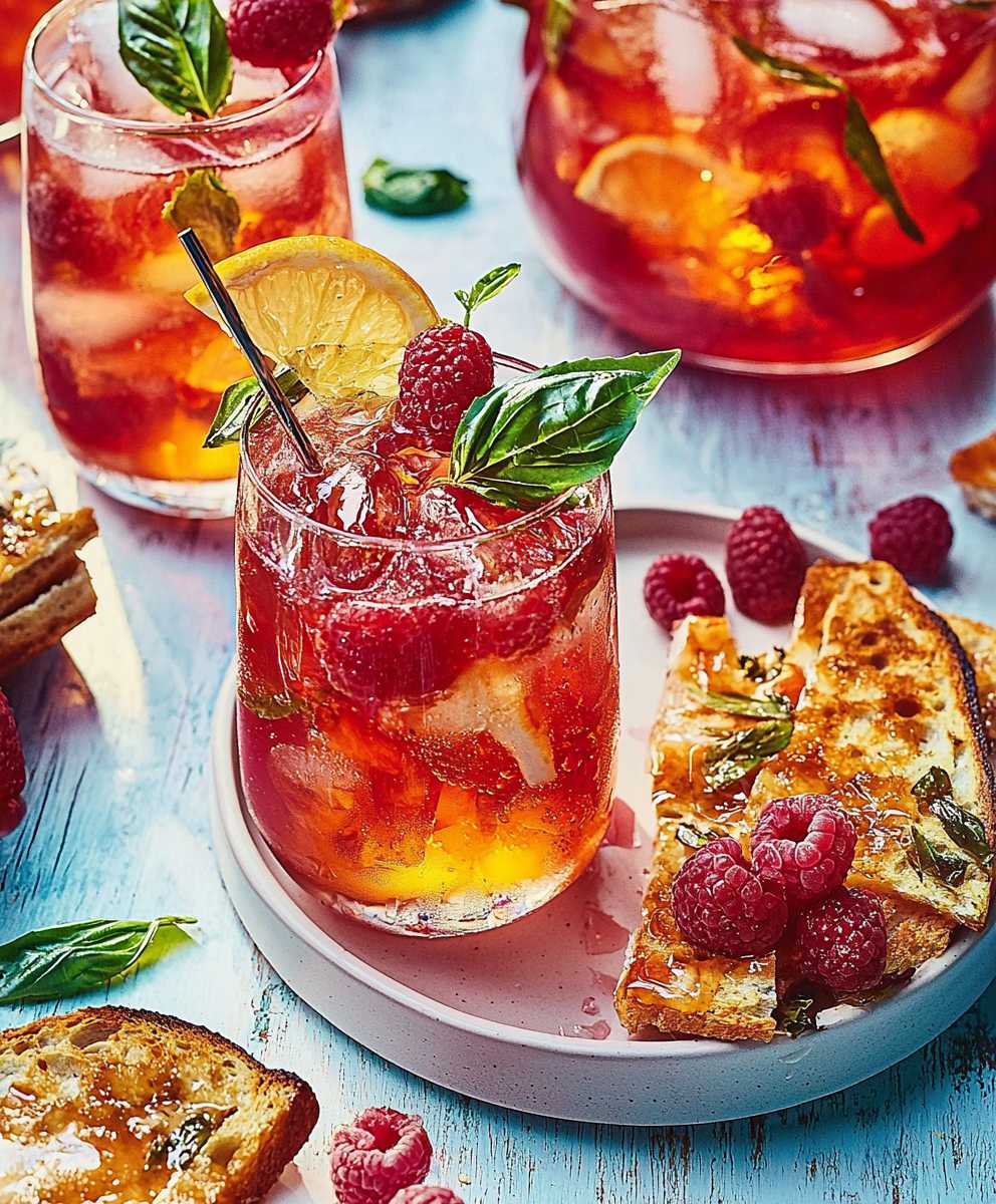Hibiscus raspberry basil iced tea