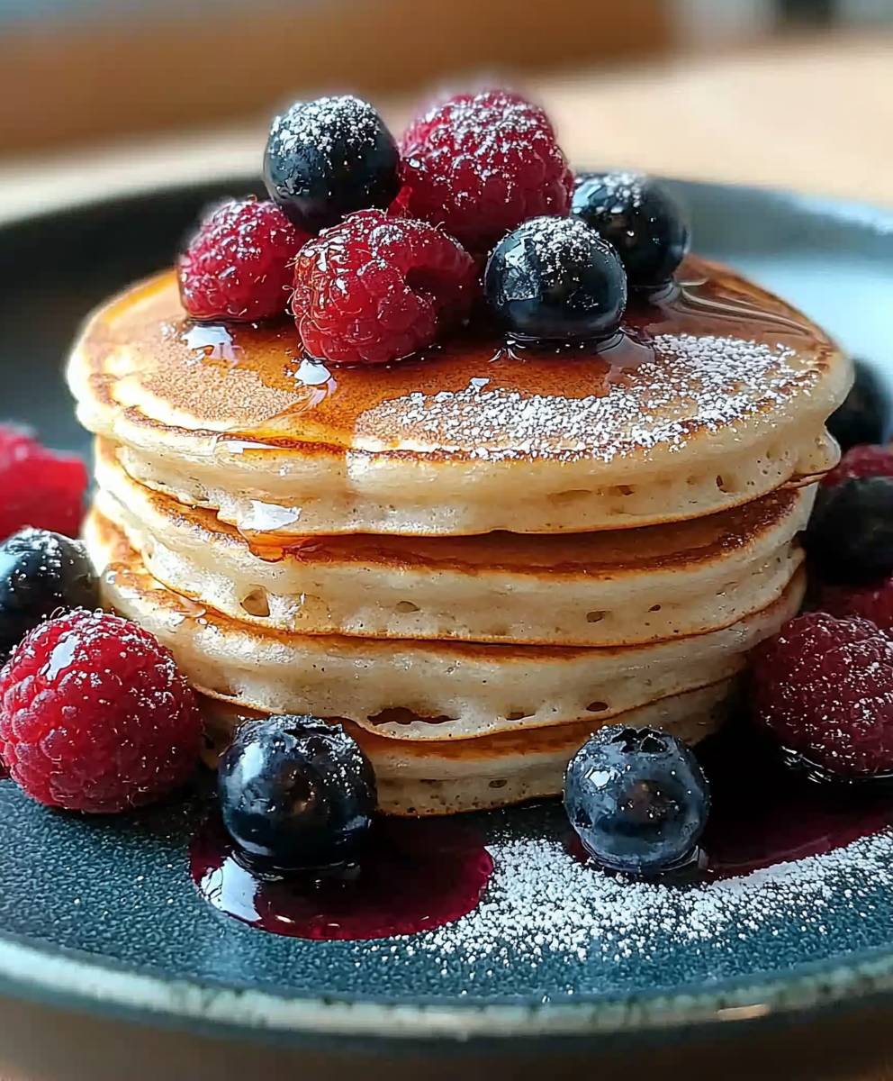 Fluffy pancakes fresh berries
