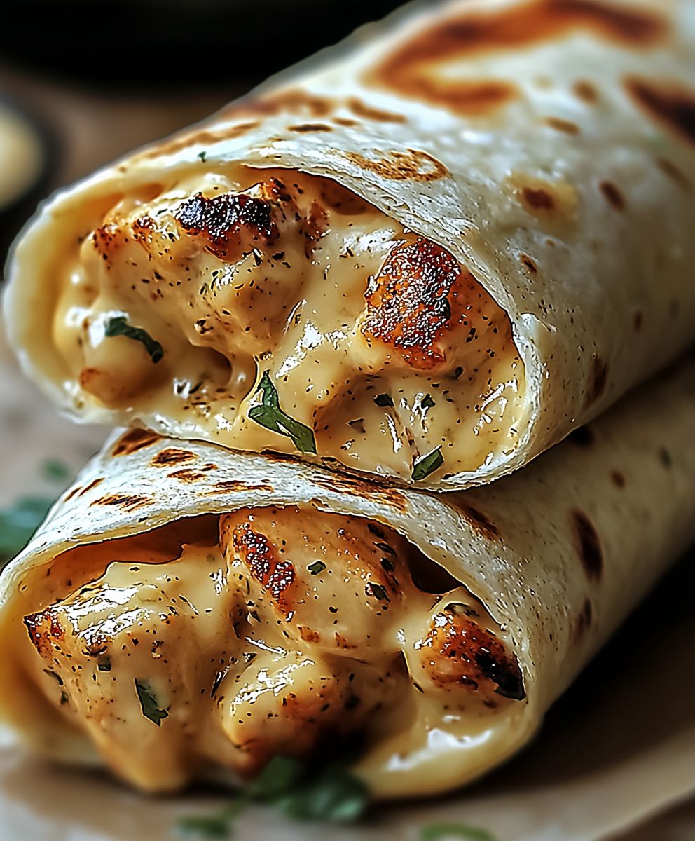 Cheesy Garlic Chicken Wraps