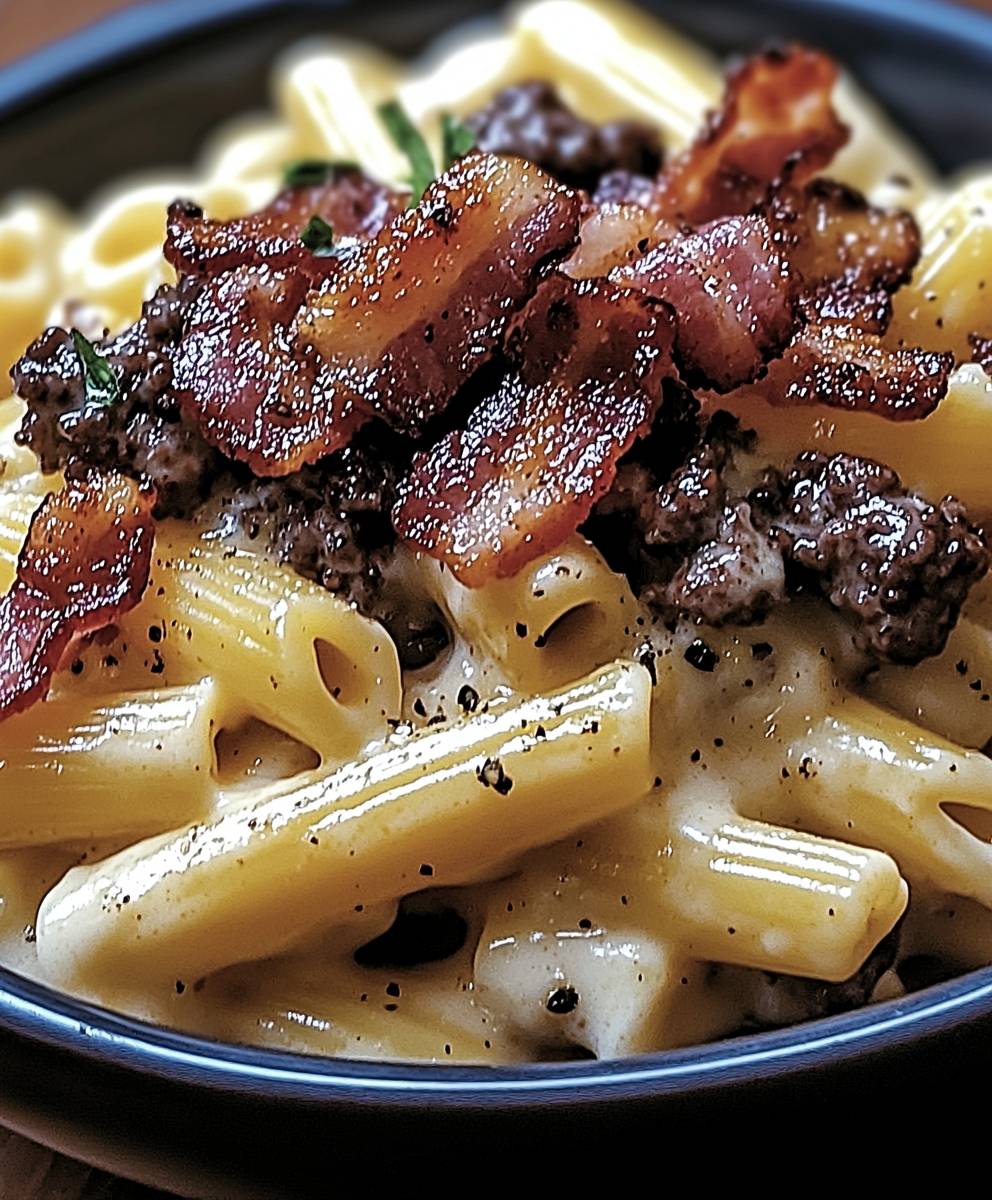 Bacon Cheeseburger Alfredo Pasta