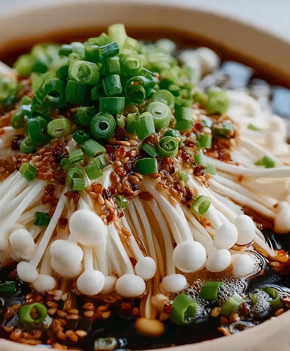 Enoki mushrooms garlic scallion