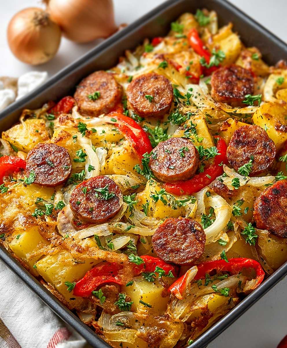Sausage potato pepper bake