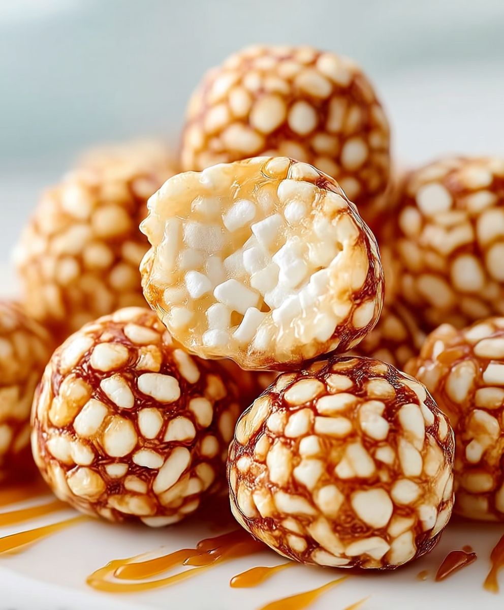 Caramel Marshmallow Rice Krispie Balls