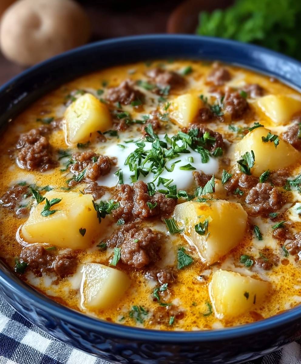 Cheesy Hamburger Potato Soup
