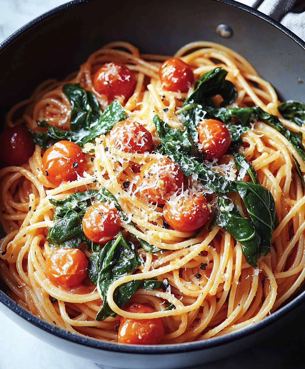 Tomato spinach pasta