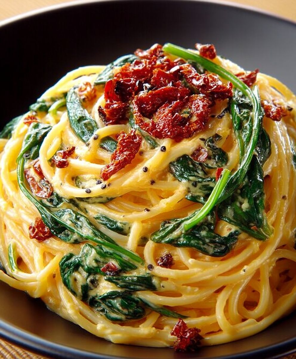 Spinach Sun Dried Tomato Pasta