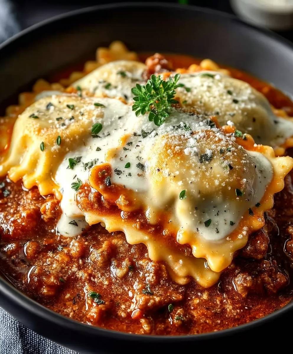 Crockpot ravioli lasagna