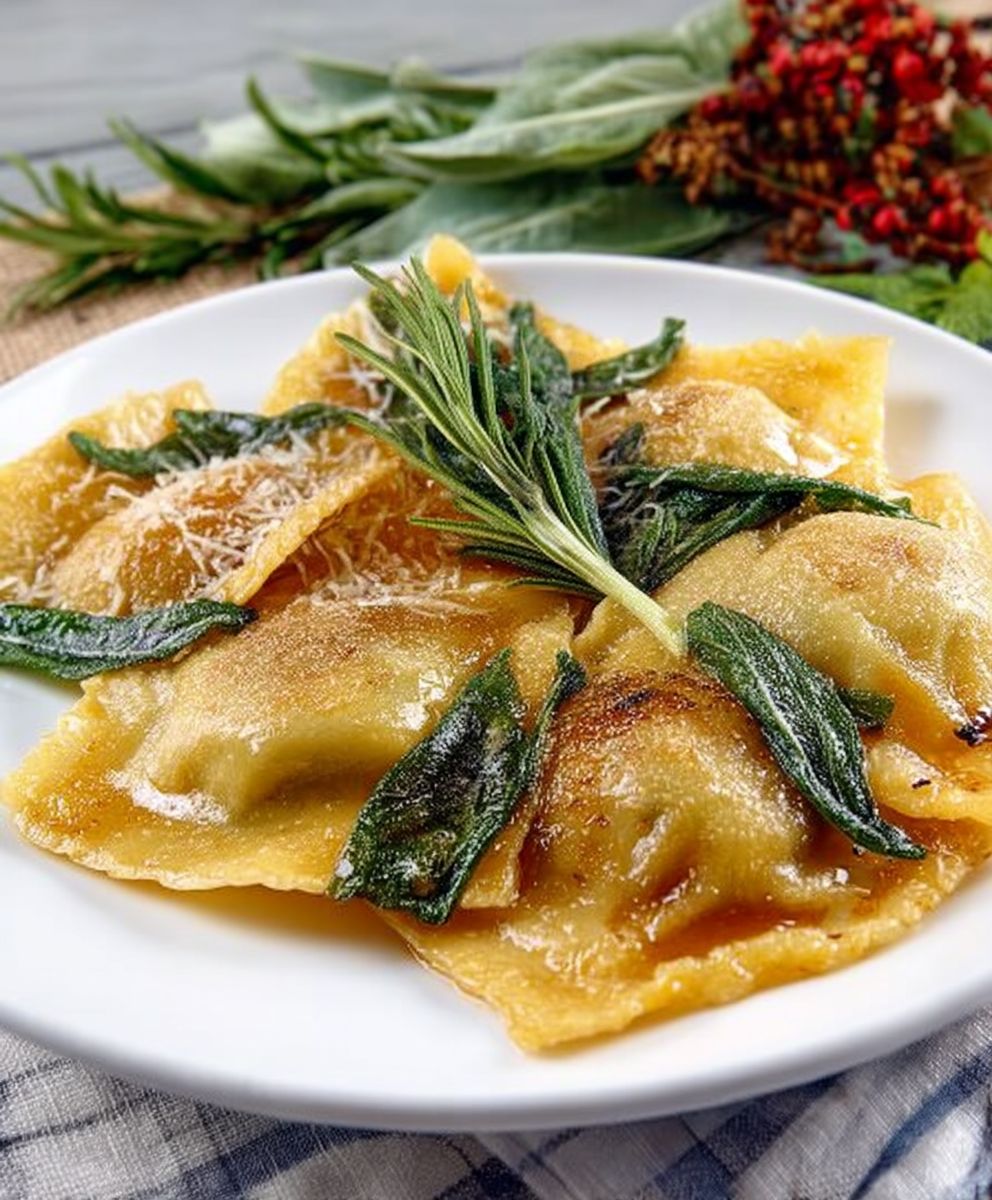 Pumpkin ravioli brown butter