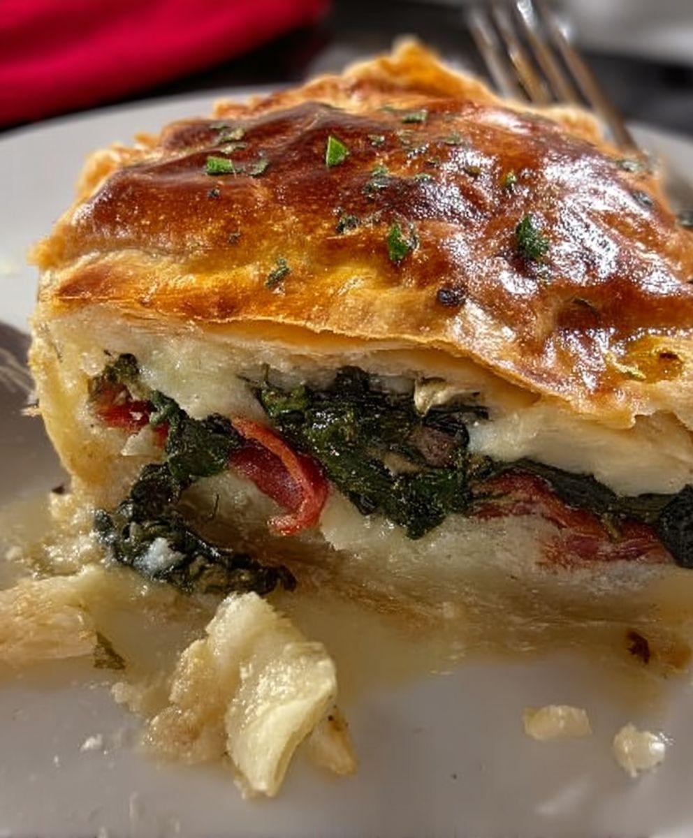 Salami spinach provolone pie
