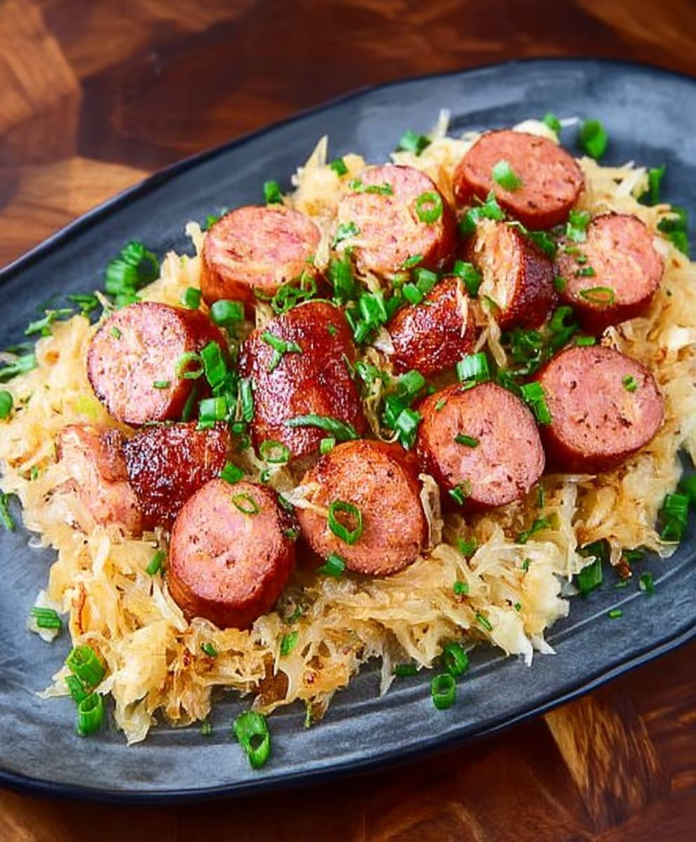 Kielbasa sauerkraut skillet