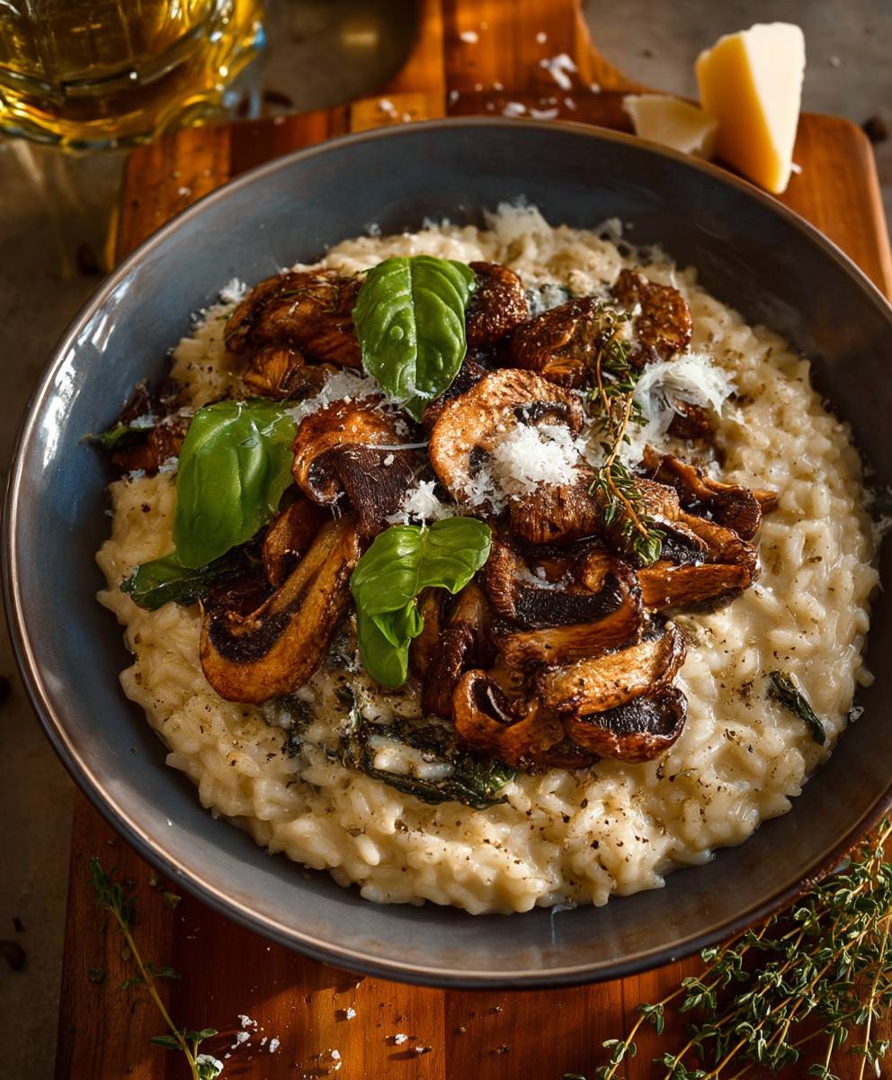 Parmesan Risotto Thyme Mushrooms