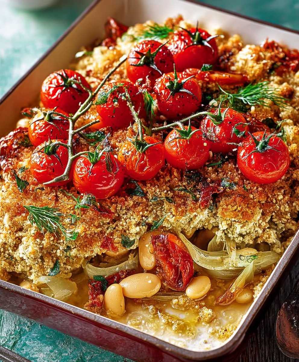 Oat crumble fennel butter beans