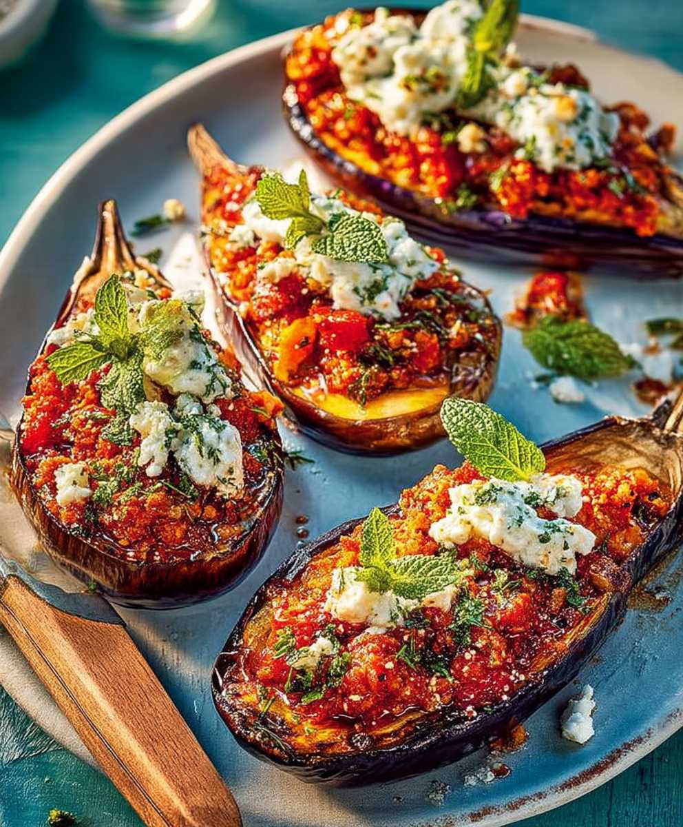 Sausage Stuffed Aubergines