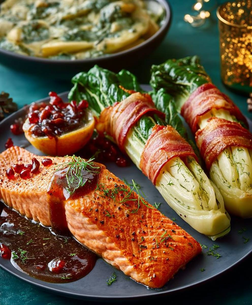 Seared salmon tarragon wine sauce