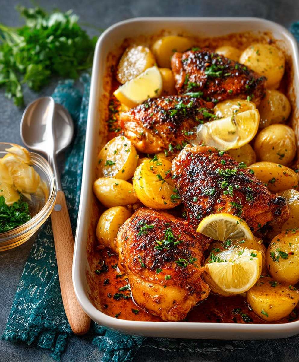 Lemon Garlic Chicken Potatoes