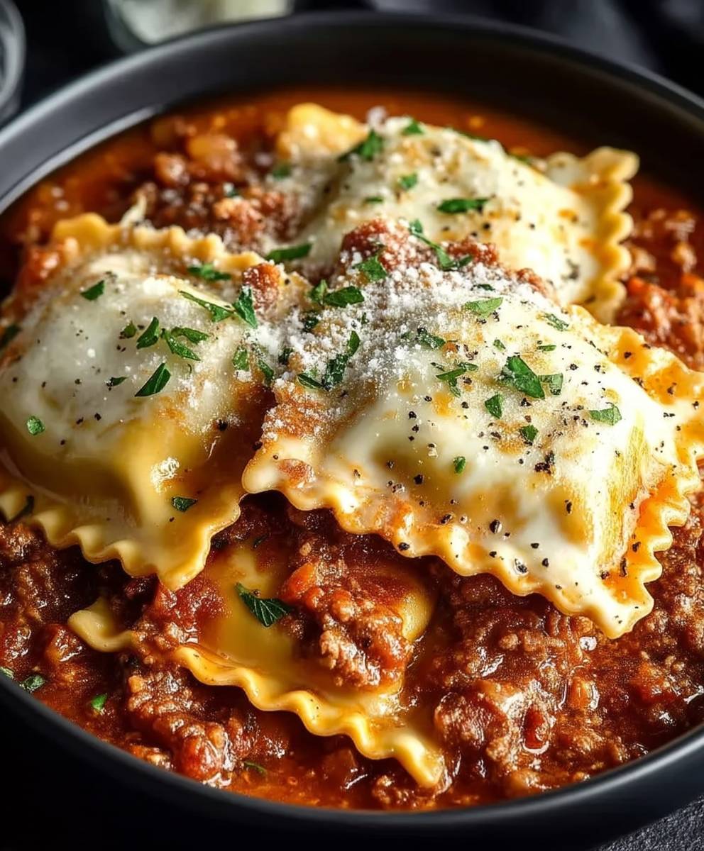 Crockpot ravioli lasagna