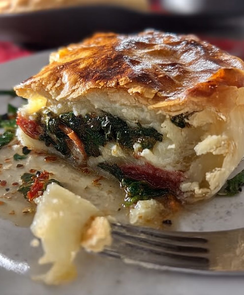 Salami spinach provolone pie